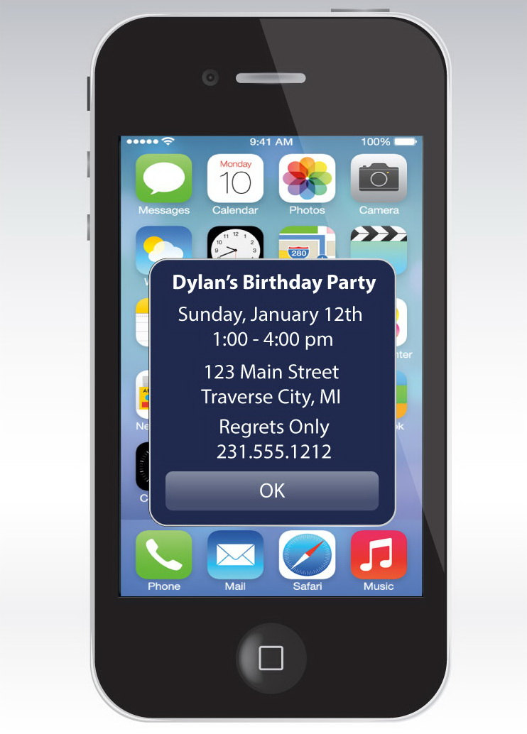 IPhone Alert Birthday Invitation Unique Birthday Party Printable For
