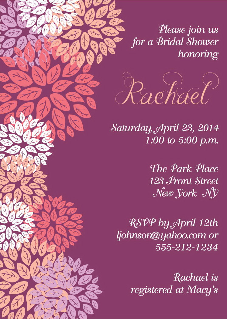 Bridal Shower Invitations - Digital Printable Flowers Bridal Shower ...