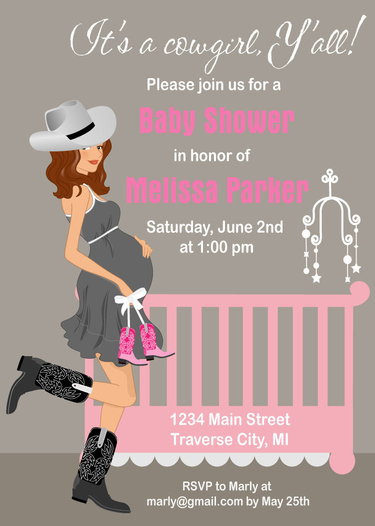 Cowgirl Baby Shower Invitations Western Theme Available In African