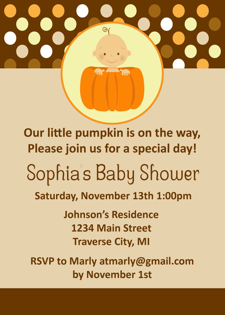 Pumpkin Baby Shower Invitations - Fall Baby Shower for Boy, Girl or ...