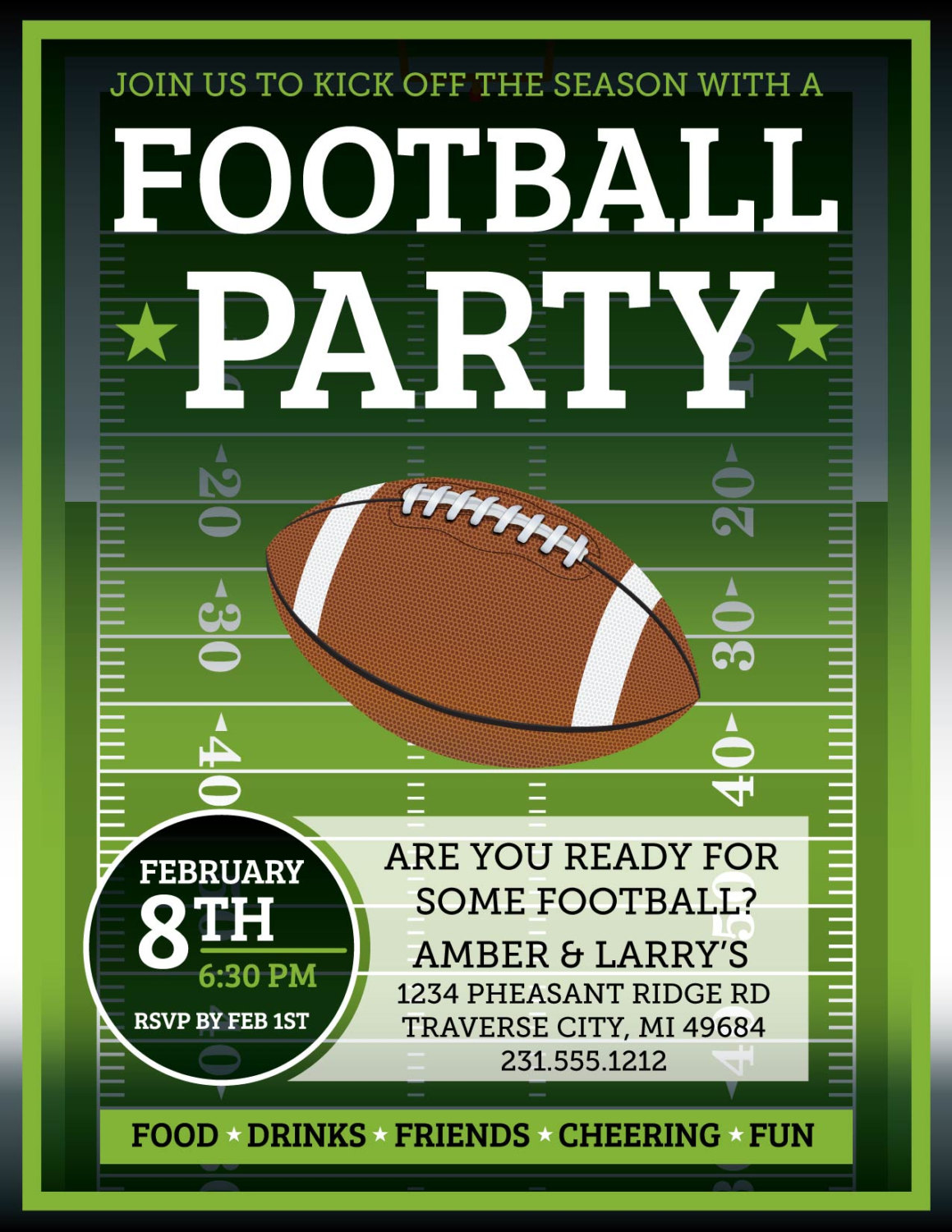 Football Invitation • Superbowl • Tailgate Party Invitations • Football