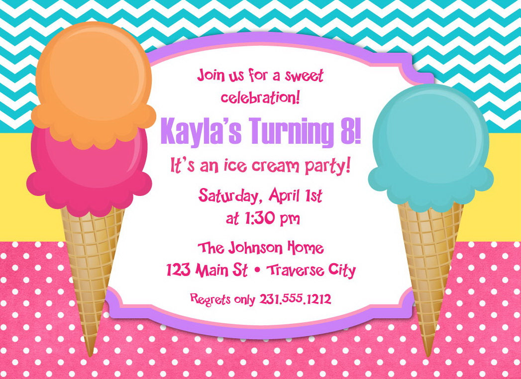 Ice Cream Invitation Ice Cream Birthday Invitation On Luulla 